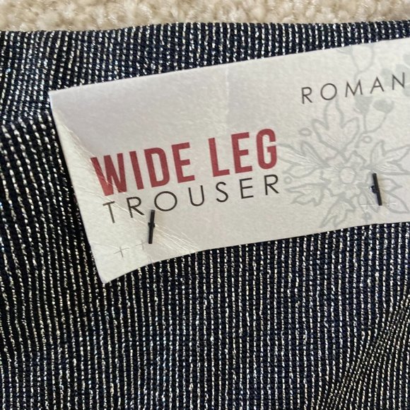 BNWT Roman Women's Silver Shimmer Stretch Pull-on Wide Leg Trousers Size 14 - Picture 13 of 14